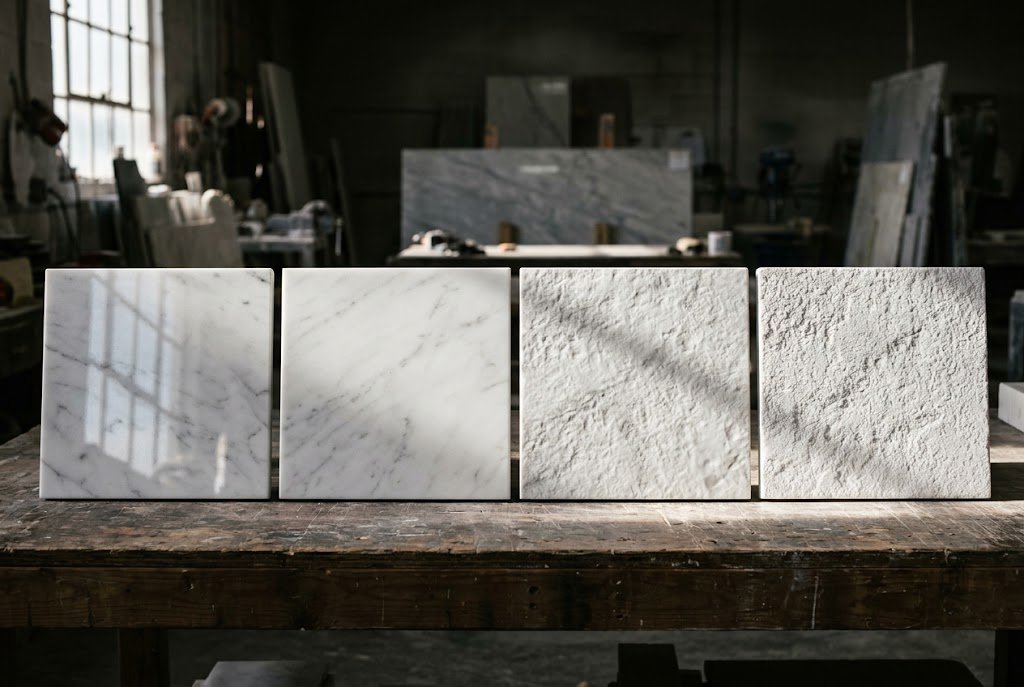 One stone, four finishes · visualization